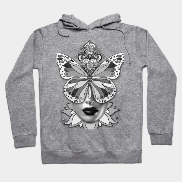 Creative Mandala Butterfly Woman Face 1 Hoodie by vidka91@yahoo.com